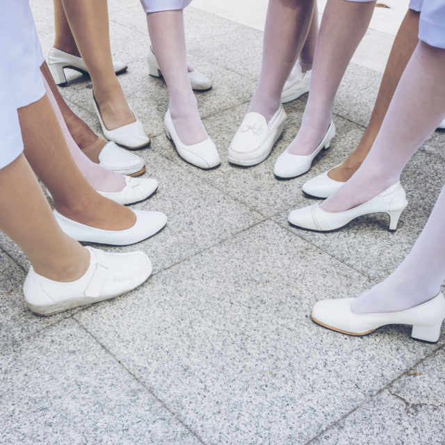 Vintage image of Nurses wearing classic nursing shoes