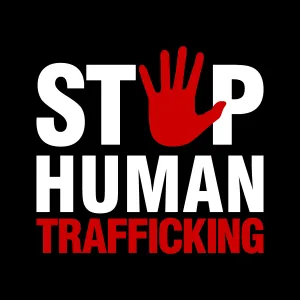Stop Human Trafficking with a red handprint